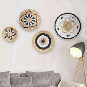 Handwoven rattan wall decoration