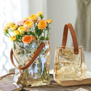 decorative handbag shaped glass vase