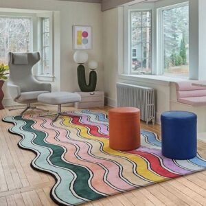 rectangular shape rug rainbow shape colorful carpet