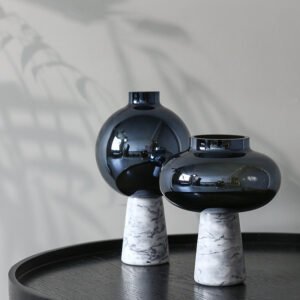 Elegant marble and glass mix decorative vases