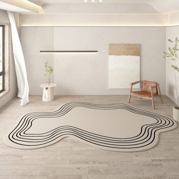 organic rug shape minimal style black and white colors