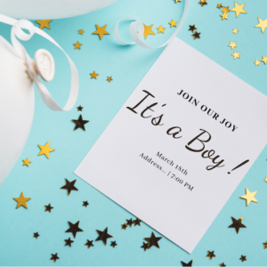 digital e-card design baby boy announcement party style