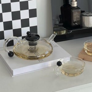 Glass Tea set in retro style with a black hand detail